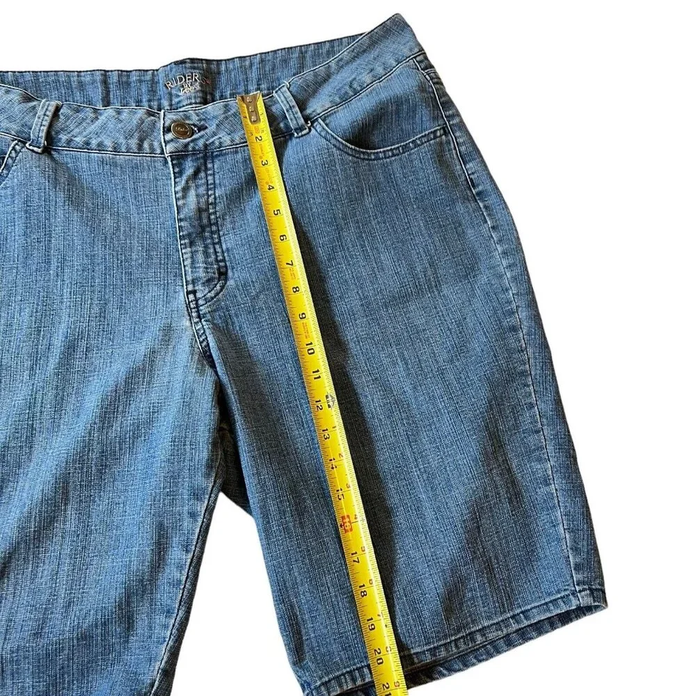 Lee Riders Mid Rise Denim Blue Short Womens Sz 18 M 5-Pocket Sparkle Details - Picture 7 of 10
